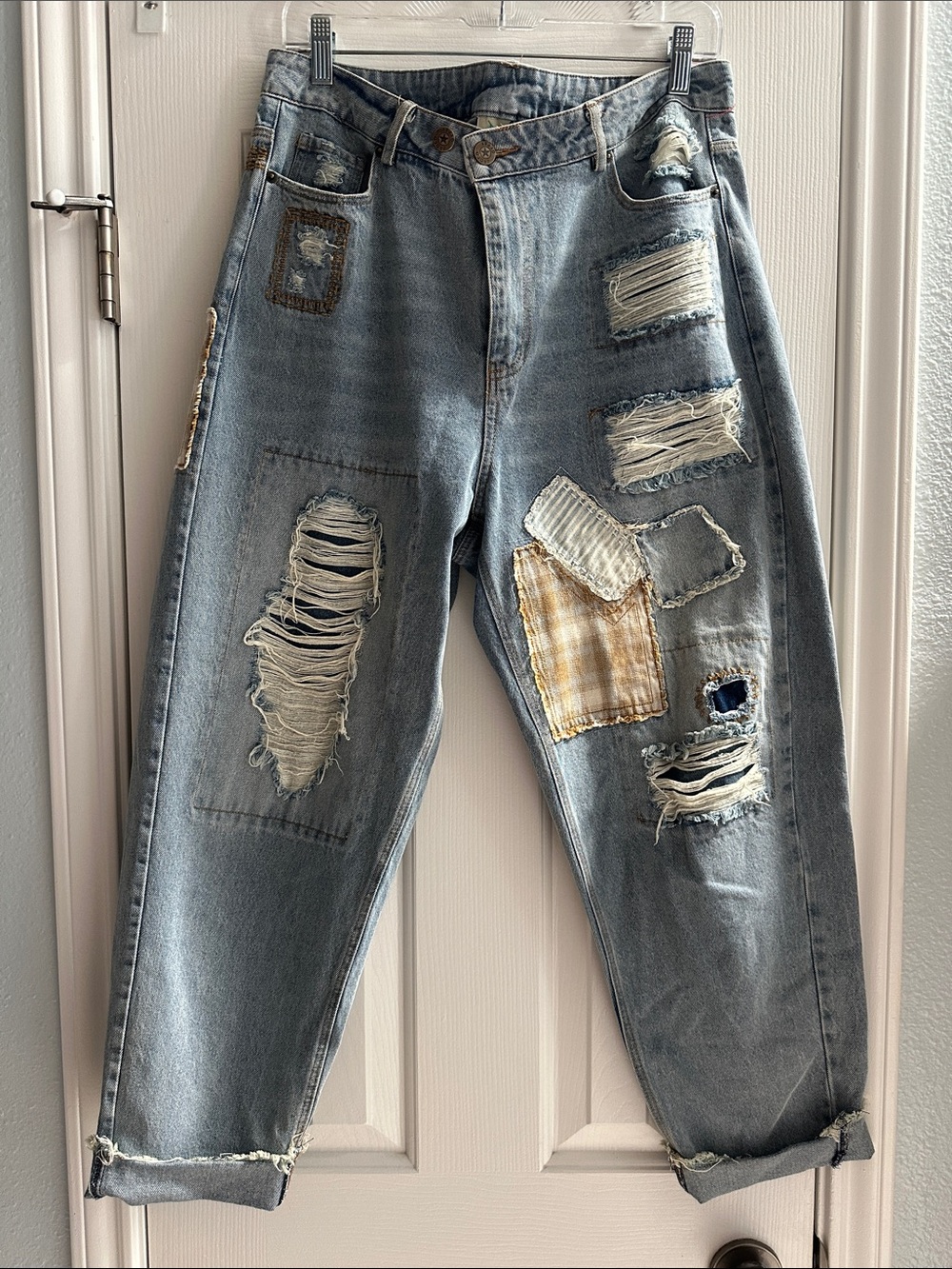Jaded Gypsy Evening Meadow Jeans S/M Denim Patchwork Wide Leg Boho Chic